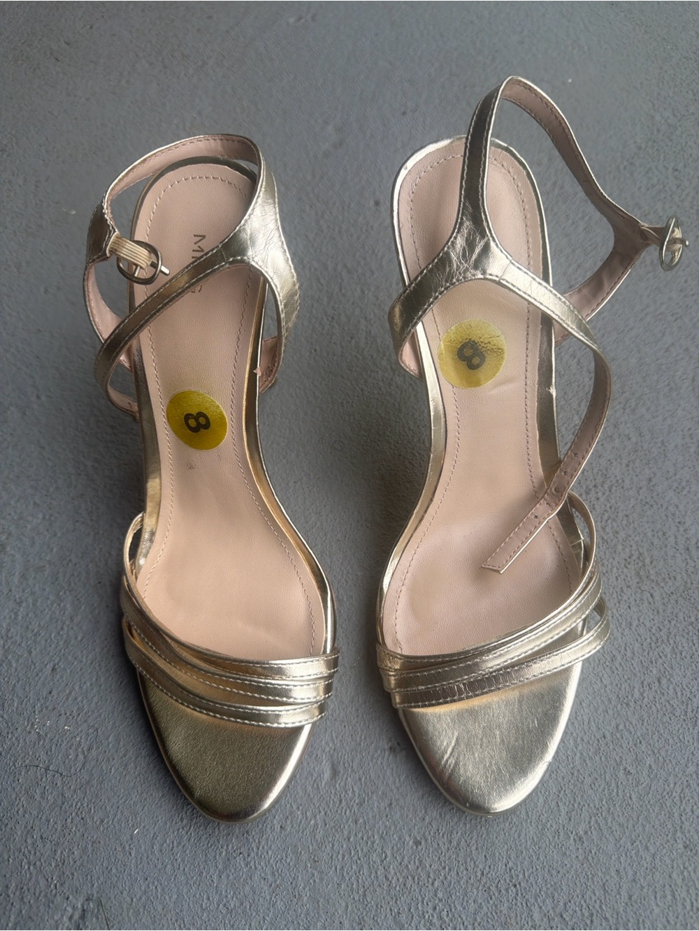 Metallic Gold Open-Toe Strappy Heels for Women